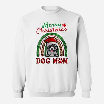 Womens Akita Santa Dog Mom Boho Rainbow Funny Christmas Sweatshirt | Crazezy UK
