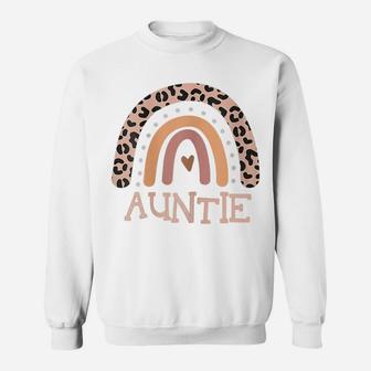 Womens Auntie Life Leopard Rainbow Cheetah Print Auntie Graphic Sweatshirt | Crazezy
