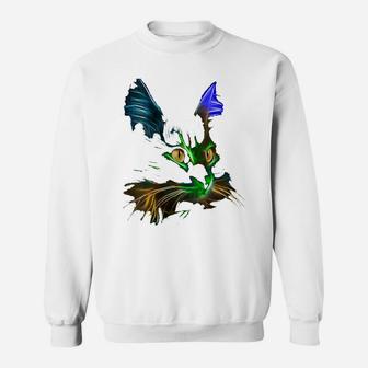 Womens Best Colorful Cat Design, For Cat Lovers, Who Love Cool Cats Sweatshirt | Crazezy