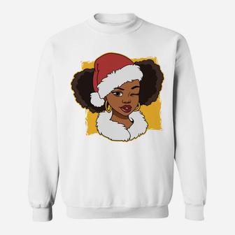 Womens Black African American Santa Gift Merry Christmas Sweatshirt | Crazezy DE