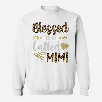 Womens Blessed To Be Called Mimi Cute Leopard Hearts Gifts Sweatshirt | Crazezy