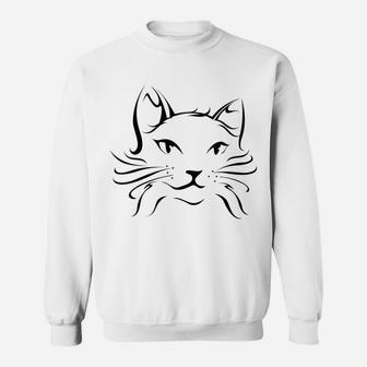 Womens Cat Lovers, Cute Cat Face For Cat Moms Women Girls And Kids Sweatshirt | Crazezy