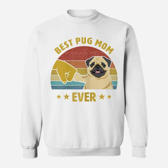 Womens Cute Best Pug Mom Ever Proud Vintage Puppy Lover Pug Retro Sweatshirt | Crazezy