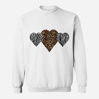 Womens Cute Hearts Love Leopard, Cheetah & Zebra Animal Print Sweatshirt | Crazezy