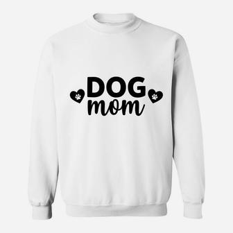 Womens Dog Mom With Heart Funny Cotton Dog Lovers Graphic Causal T Sweatshirt | Crazezy
