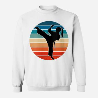 Womens Girls Martial Arts Gift - Karate Kickboxing Retro Design Sweatshirt | Crazezy