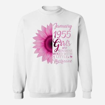Womens January Girls 1955 Birthday Gift 66 Years Old Made In 1955 Sweatshirt | Crazezy