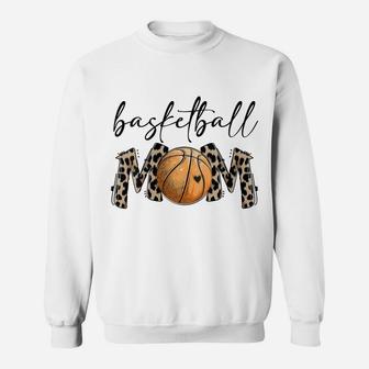Womens Leopard Basketball Mom Proud Basketball Players Mom Funny Sweatshirt | Crazezy