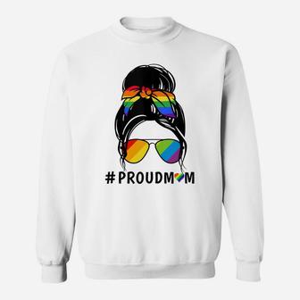 Womens Messy Bun Hair Proud Mom Lgbtq Shirt Gay Pride Lgbtq Sweatshirt | Crazezy UK