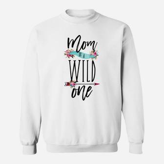 Womens Mom Of A Wild One Shirt Boho 1St Birthday Mommy Party Theme Sweatshirt | Crazezy