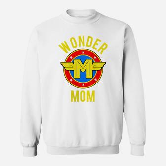 Womens Mom Of The Birthday Wonder Super Hero Gift Party Idea Sweatshirt | Crazezy