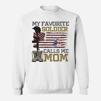 Womens My Favorite Soldier Calls Me Mom Proud Army Mom Sweatshirt | Crazezy