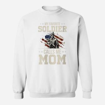 Womens My Favorite Soldier Calls Me Mom Proud Military Mother Sweatshirt | Crazezy