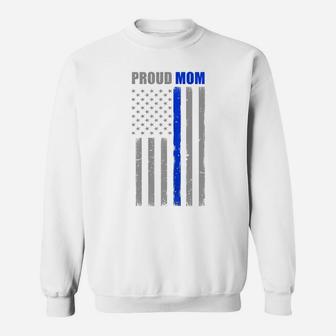 Womens Police Mom Proud Thin Blue Line Flag Police Sweatshirt | Crazezy