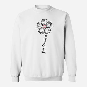 Womens Proud Baseball Mom T-Shirt - Funny Flower Baseball Design Sweatshirt | Crazezy