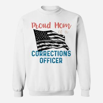 Womens Proud Mom Of A Corrections Officer Shirt Thin Silver Line Sweatshirt | Crazezy UK