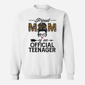 Womens Proud Mom Of Official Teenager Leopard Print 13Th Birthday Sweatshirt | Crazezy