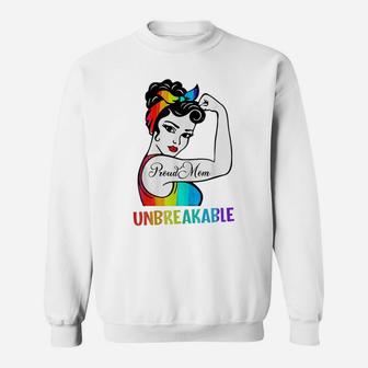 Womens Proud Mom Unbreakable Lgbt Mom Rainbow Lgbtq Gay Pride Sweatshirt | Crazezy UK
