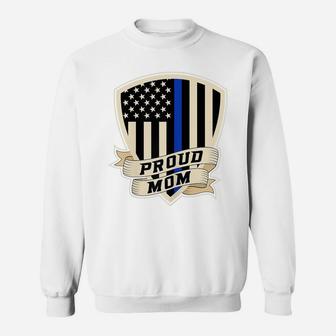 Womens Proud Police Mom For Supporter Women Thin Blue Line Sweatshirt | Crazezy CA
