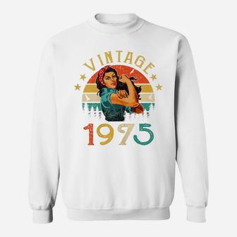 Womens Retro Vintage 1975 Made In 1975 46 Years Old 46Th Birthday Sweatshirt | Crazezy