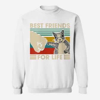 Womens Retro Vintage Squirrel Best Friend For Life Fist Bump Sweatshirt | Crazezy