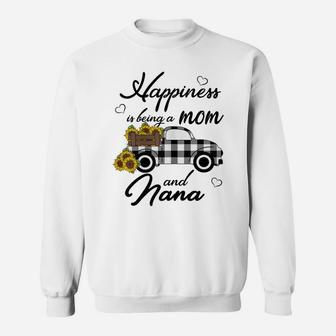 Womens Sunflower Grandma Shirt Happiness Is Being A Mom And Nana Sweatshirt | Crazezy CA