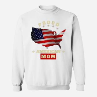 Womens Usa Flag Patriotic Proud American Mom - Matching Family Sweatshirt | Crazezy