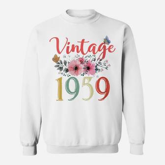 Womens Vintage 1959 Floral Funny 63Rd Birthday Awesome Since 1959 Sweatshirt | Crazezy