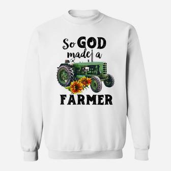 Womens Vintage Retro Tractor God Made A Farmer Proud Farmer Farming Sweatshirt | Crazezy AU