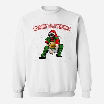 Xmas Baseball Catcher Christmas Baseball Gift Merry Catchmas Sweatshirt | Crazezy DE