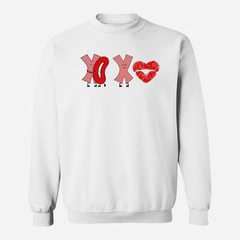 Xoxo Valentines Day Red Lips Gift Happy Valentines Day Sweatshirt - Seseable