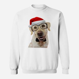 Yellow Lab Shirt Glasses Tie Santa Hat Funny Christmas Gift Sweatshirt Sweatshirt | Crazezy DE
