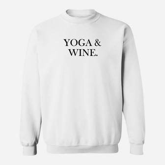 Yoga & Wein Sweatshirt Weiß, Sport Freizeit Sweatshirt für Damen - Seseable