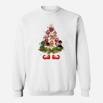 Yorkie Christmas Tree Lights Funny Santa Hat Dog Lover Sweatshirt | Crazezy
