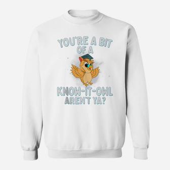 You're A Bit Of A Know It Owl Aren't Ya Funny Owl Puns Sweatshirt | Crazezy UK