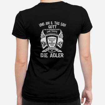 Adler-Motiv Herren Frauen Tshirt Schwarz mit deutschem Spruch - Seseable