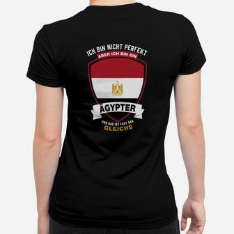 Ägyptischer Stolz Schwarzes Frauen Tshirt: Nicht perfekt, aber Ägypter Spruch - Seseable