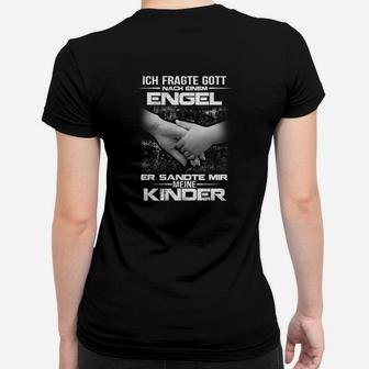 Engelsmotiv Schwarzes Frauen Tshirt mit inspirierendem Spruch - Seseable