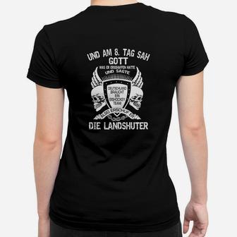 Landshuter Spruch & Totenkopf Schwarzes Herren Frauen Tshirt - Seseable