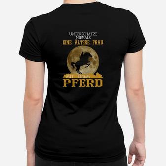 Pferde & Reiterinnen Frauen Tshirt: Ältere Frau mit Pferd Motiv - Seseable