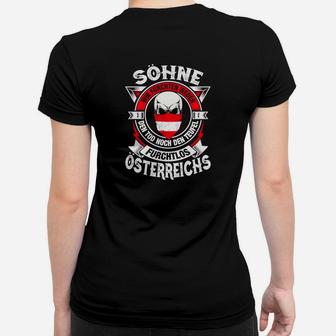 Schwarzes Frauen Tshirt mit Österreichischem Adler, Söhne Österreichs Motiv - Seseable