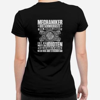 Schwarzes Mechaniker Frauen Tshirt mit Lustigem Spruch und Motiv, Arbeitskleidung - Seseable