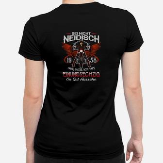 Vintage Motorrad Frauen Tshirt 1958, Spruch Sei nicht neidisch - Seseable