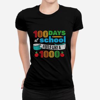 100 Days Of School For Students Teachers Funny Gift Women T-shirt | Crazezy CA