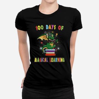 100 Days Of School Magical Learning Book Dragon Teacher Gift Women T-shirt | Crazezy