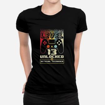 13Th Birthday Gift Boys Level 13 Unlocked Official Teenager Women T-shirt | Crazezy