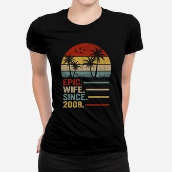 13Th Wedding Anniversary For Her Retro Epic Wife Since 2008 Women T-shirt | Crazezy