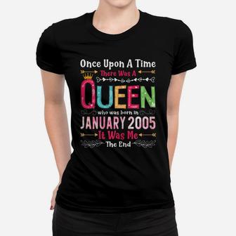 15 Year Old Birthday Girls 15Th Birthday Queen January 2005 Women T-shirt | Crazezy DE