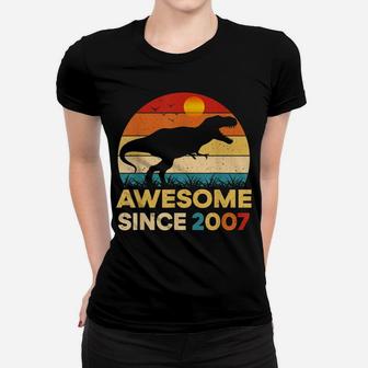15Th Birthday Saurus Rex Vintage Awesome Since 2007 Dinosaur Women T-shirt | Crazezy