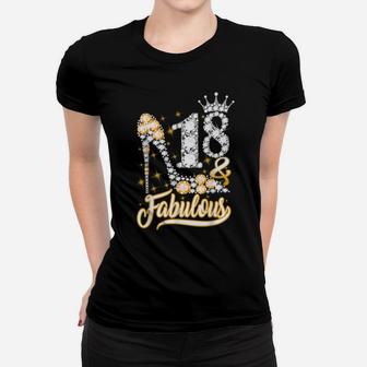 18 & Fabulous 18 Years Old 18Th Birthday Diamond Crown Shoes Women T-shirt | Crazezy